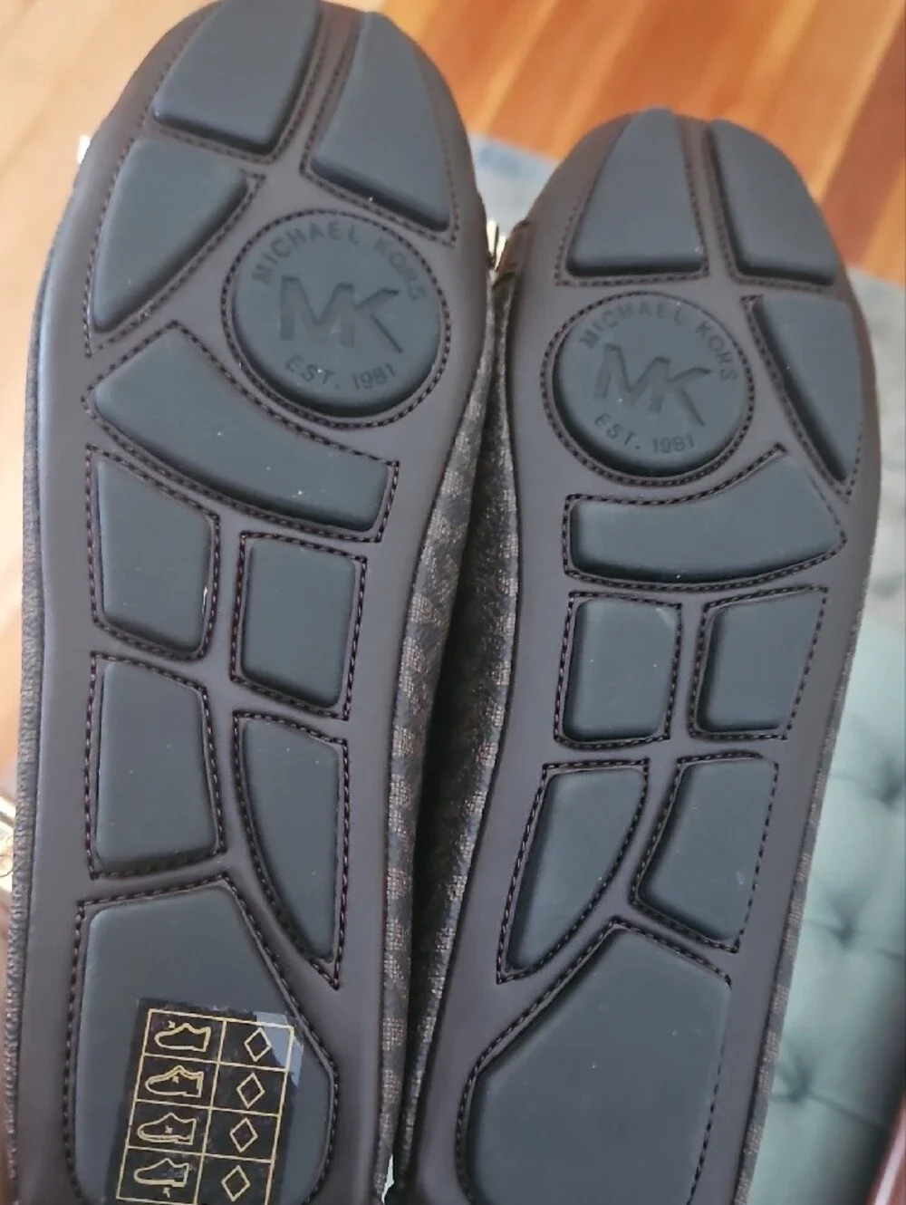 Michael Kors Dark Brown MK Logo Ballet Flats with Gold Hardware